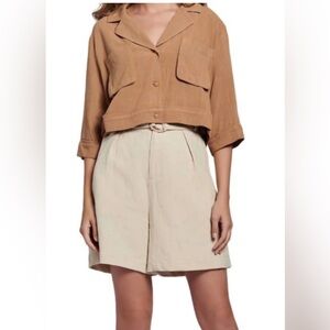 Lost + Wander 3/4 sleeve button up shirt in macaroon, size 2X, V-neck